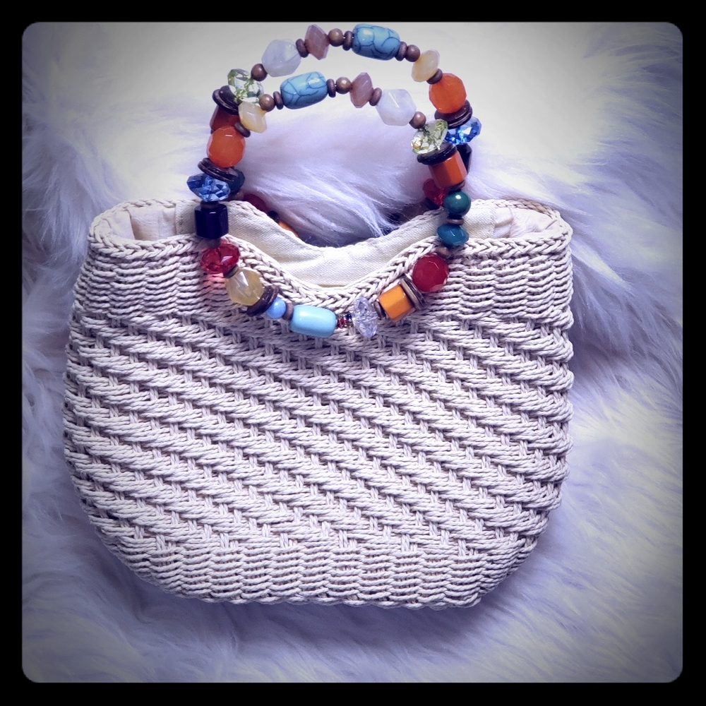 Cappelli beaded straw bag